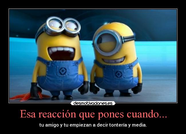 Esa reacción que pones cuando... - tu amigo y tu empiezan a decir tontería y media.