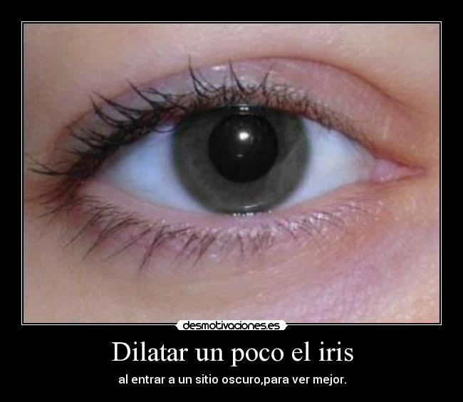 Dilatar un poco el iris - al entrar a un sitio oscuro,para ver mejor.