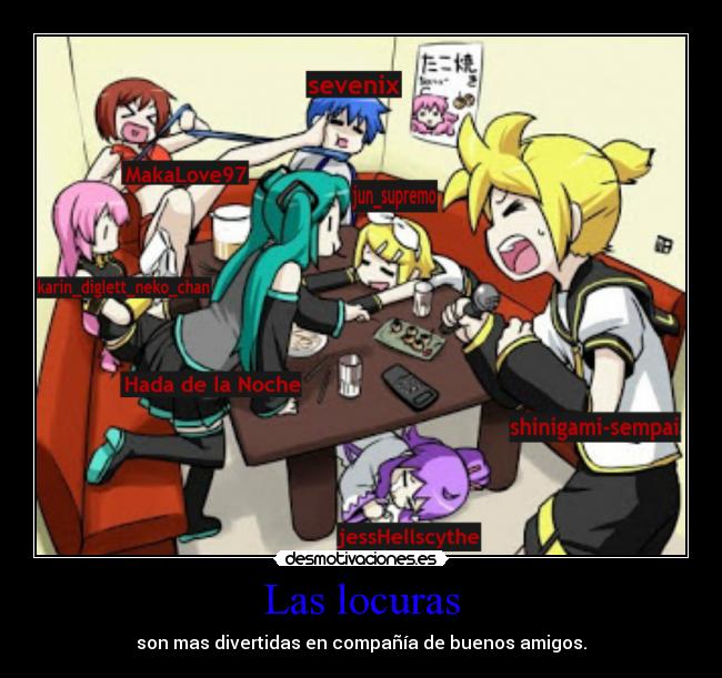 carteles amigos vocaloid miku rin len kaito luka gakupo meiko nose que dio por hacer carteles asi desmotivaciones