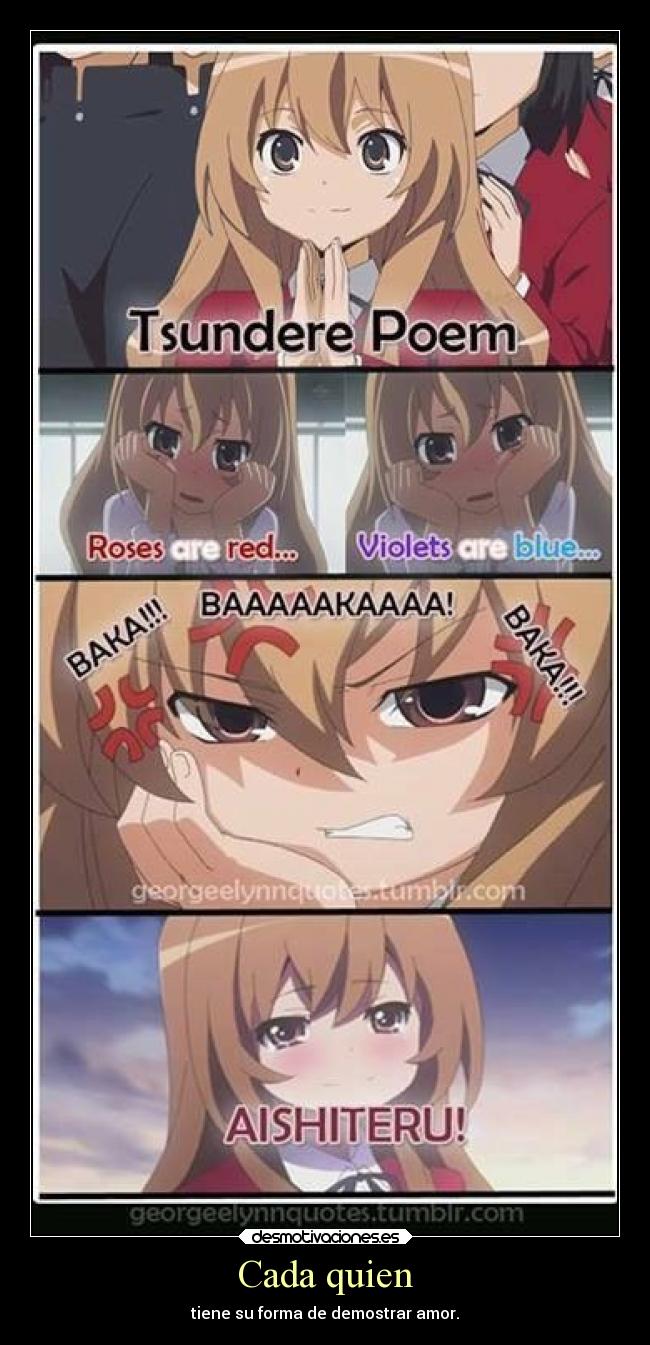 carteles anime manga shinigamixlll colwuwboaonwtoiopwaoion toradora taiga poema tsundere xddd baka makalove97 desmotivaciones