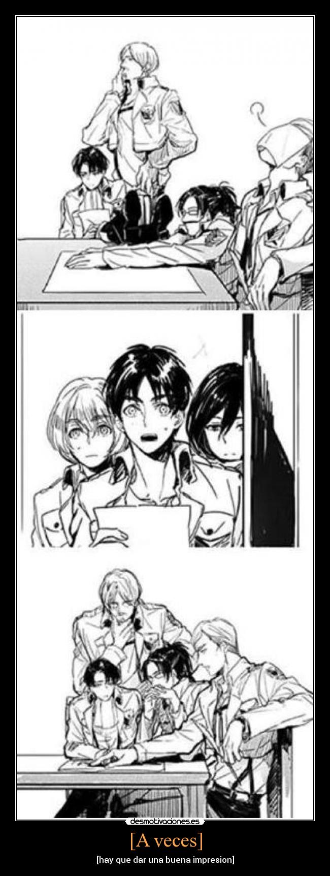 carteles sevenix dar una buena impresio anime shingeki kyojin shinigamixlll desmotivaciones