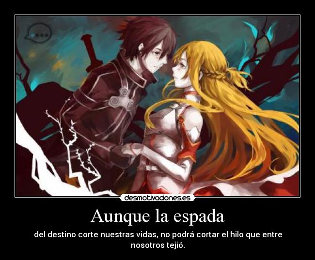 carteles anime sword art online kirito asuna amor noseque shinigamixlll desmotivaciones