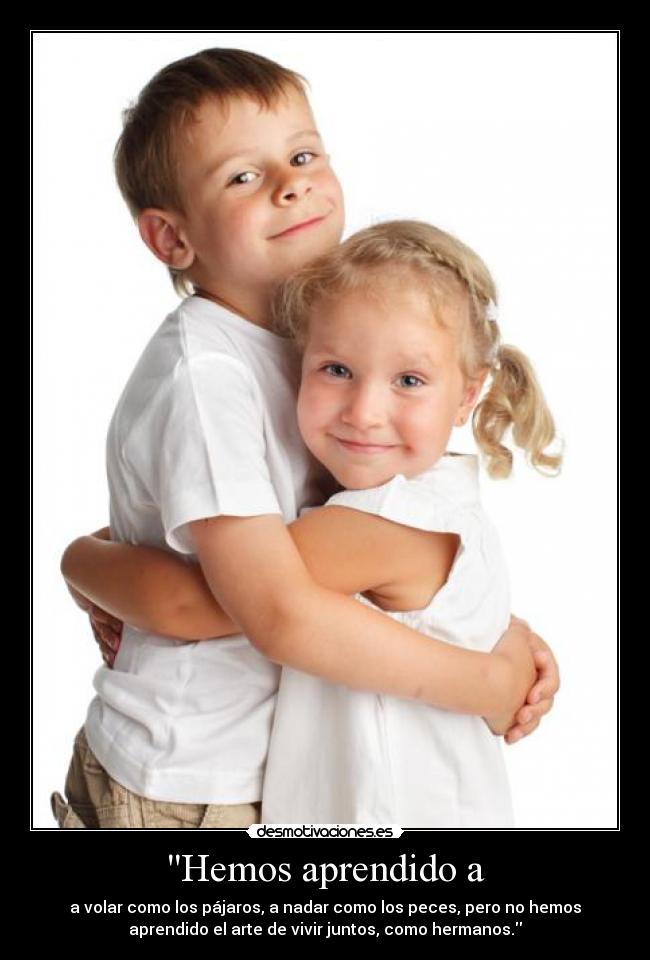 Hemos aprendido a - a volar como los pájaros, a nadar como los peces, pero no hemos
aprendido el arte de vivir juntos, como hermanos.