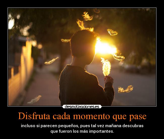 Disfruta cada momento que pase - incluso si parecen pequeños, pues tal vez mañana descubras
que fueron los más importantes.