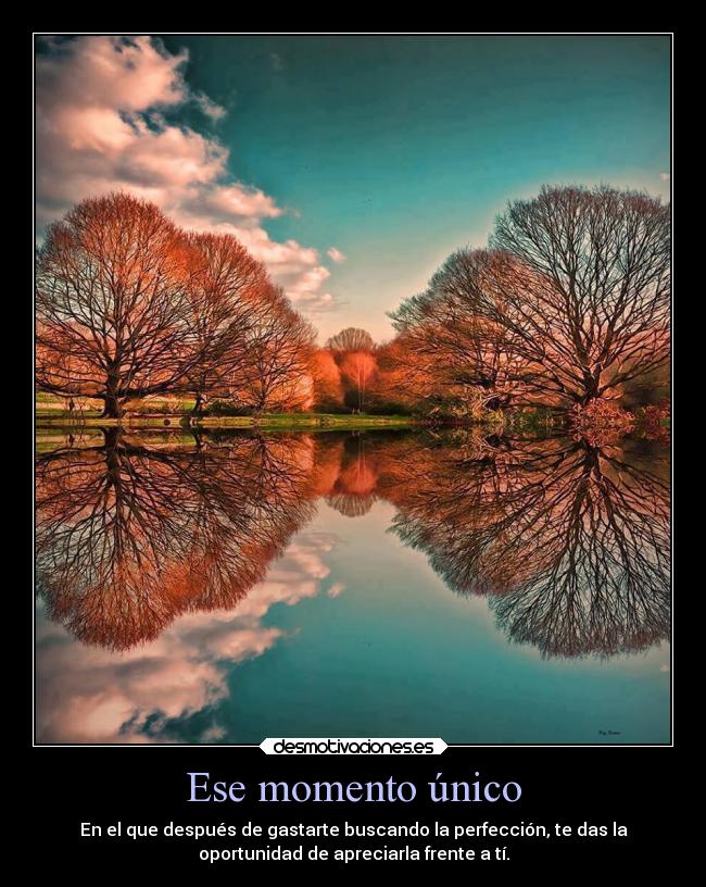 Ese momento único - En el que después de gastarte buscando la perfección, te das la
oportunidad de apreciarla frente a tí.