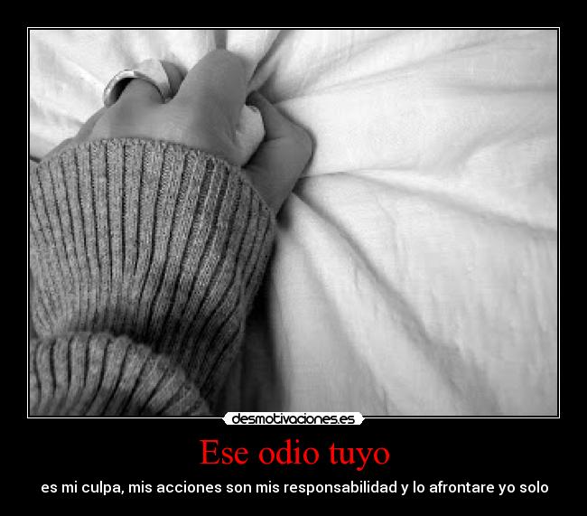Ese odio tuyo - es mi culpa, mis acciones son mis responsabilidad y lo afrontare yo solo