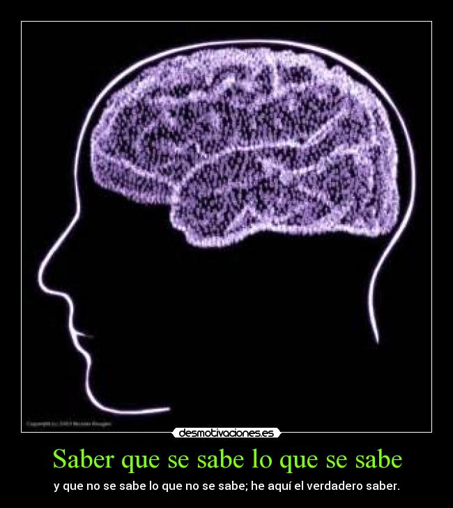 Saber que se sabe lo que se sabe - y que no se sabe lo que no se sabe; he aquí el verdadero saber.
