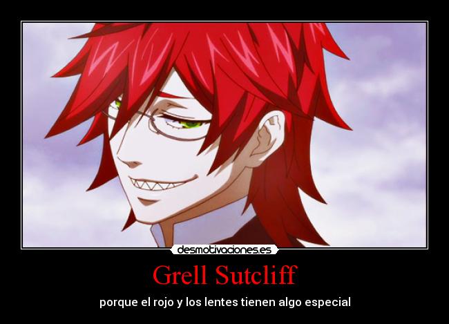 carteles anime devilbrigade kuroshitsuji grell este shinigami genial con pelo corto xddd desmotivaciones