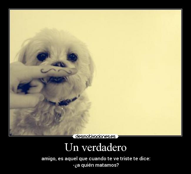 Un verdadero - amigo, es aquel que cuando te ve triste te dice:
-¿a quién matamos?