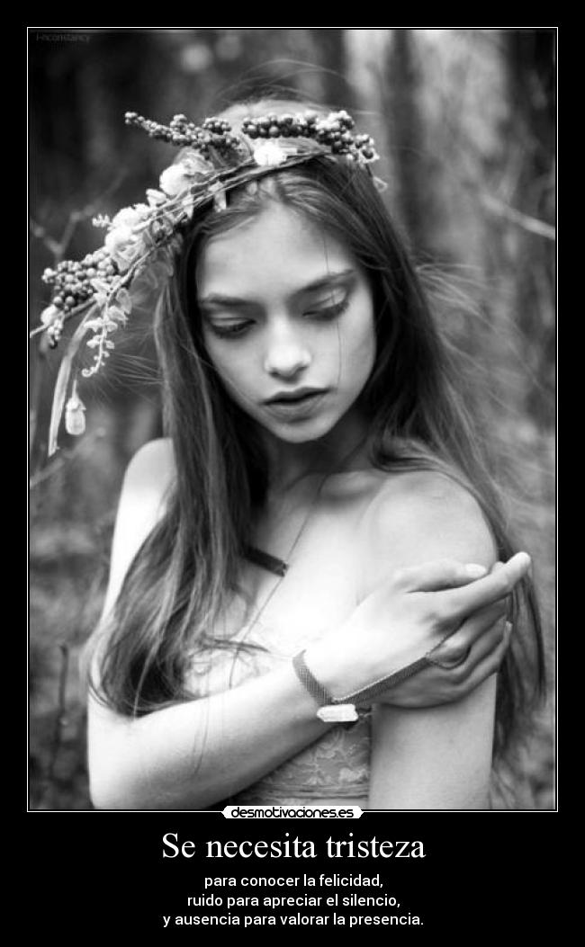 Se necesita tristeza - para conocer la felicidad,
ruido para apreciar el silencio,
y ausencia para valorar la presencia.