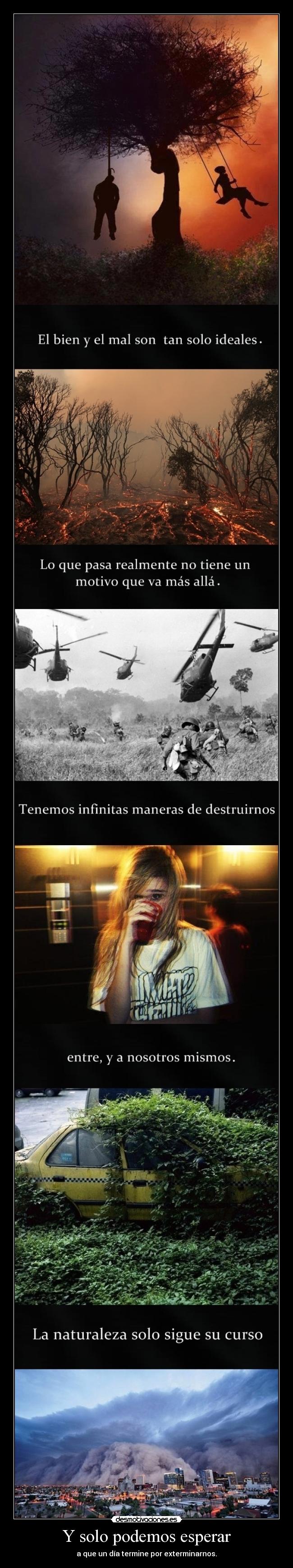 Y solo podemos esperar - a que un día termine por exterminarnos.