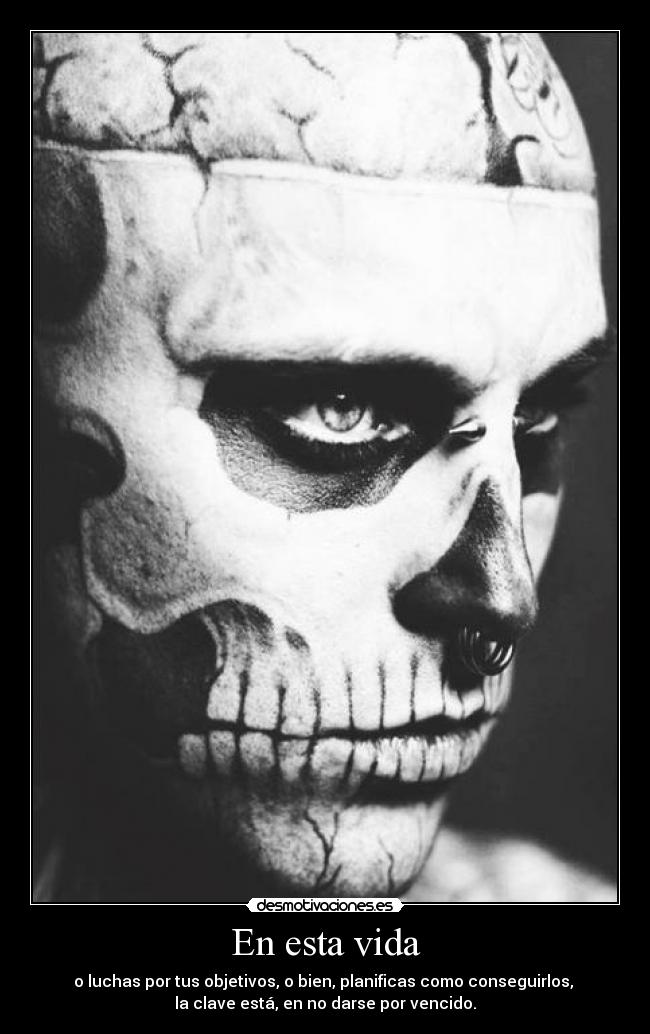 En esta vida - o luchas por tus objetivos, o bien, planificas como conseguirlos, 
la clave está, en no darse por vencido.