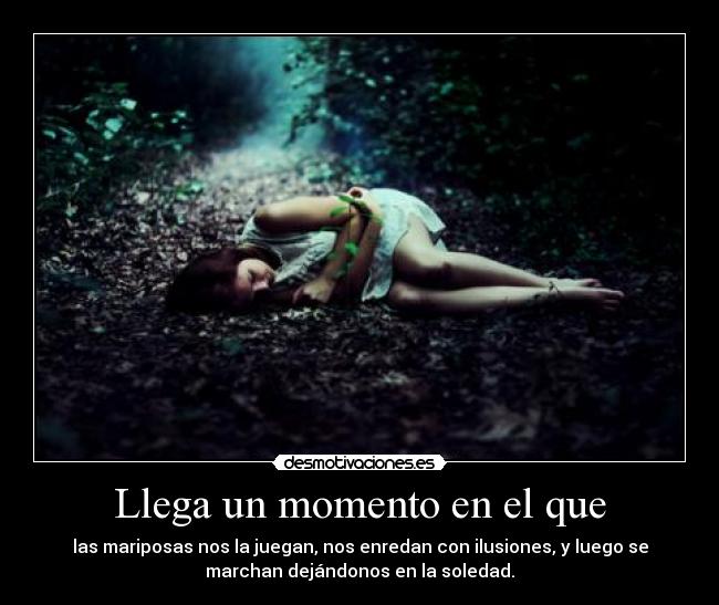 Llega un momento en el que - las mariposas nos la juegan, nos enredan con ilusiones, y luego se
marchan dejándonos en la soledad.