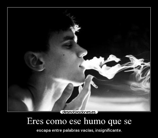 Eres como ese humo que se - escapa entre palabras vacías, insignificante.