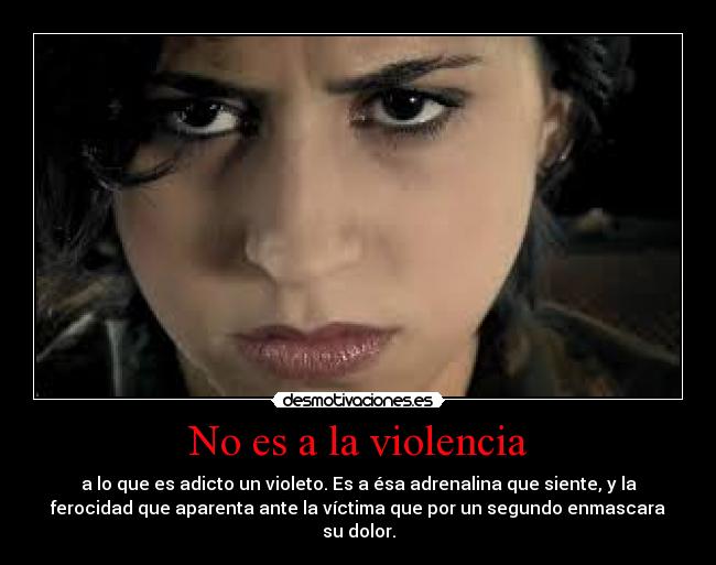 No es a la violencia - a lo que es adicto un violeto. Es a ésa adrenalina que siente, y la
ferocidad que aparenta ante la víctima que por un segundo enmascara
su dolor.