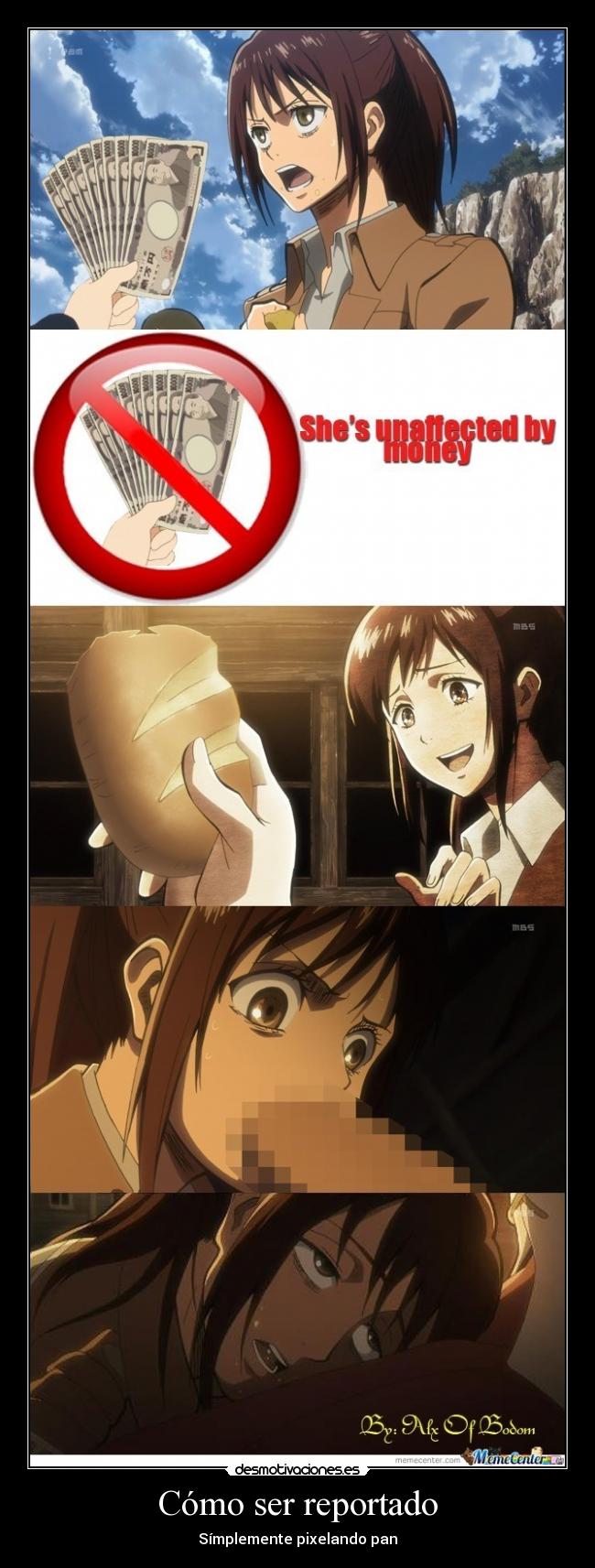 carteles anime theinmortals raptorhunters shingeki kyoujin tetas sasha braus desmotivaciones