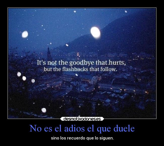 No es el adios el que duele - sino los recuerdo que lo siguen.