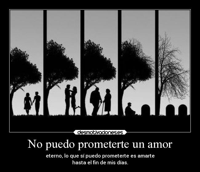No puedo prometerte un amor - eterno, lo que sí puedo prometerte es amarte
hasta el fin de mis días.