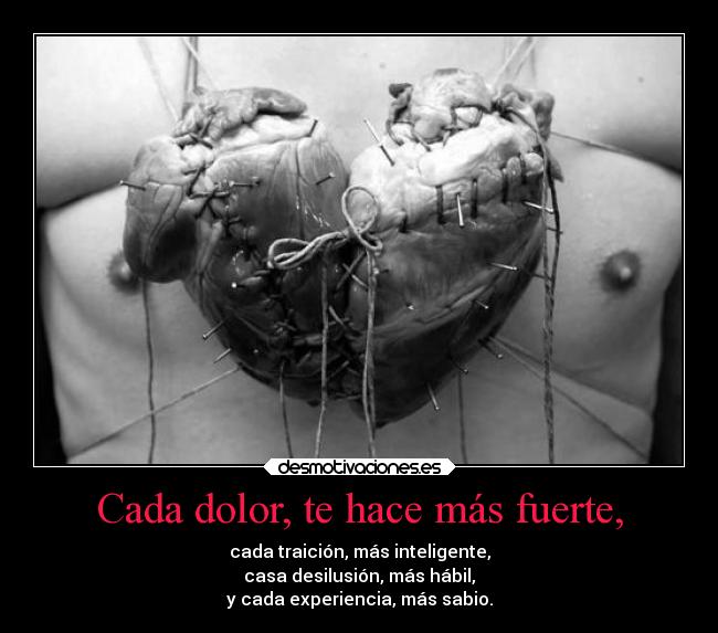 Cada dolor, te hace más fuerte, - cada traición, más inteligente,
casa desilusión, más hábil,
y cada experiencia, más sabio.