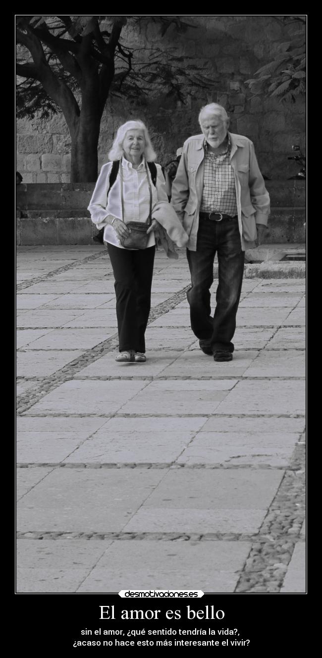 El amor es bello - sin el amor, ¿qué sentido tendría la vida?,
¿acaso no hace esto más interesante el vivir?
