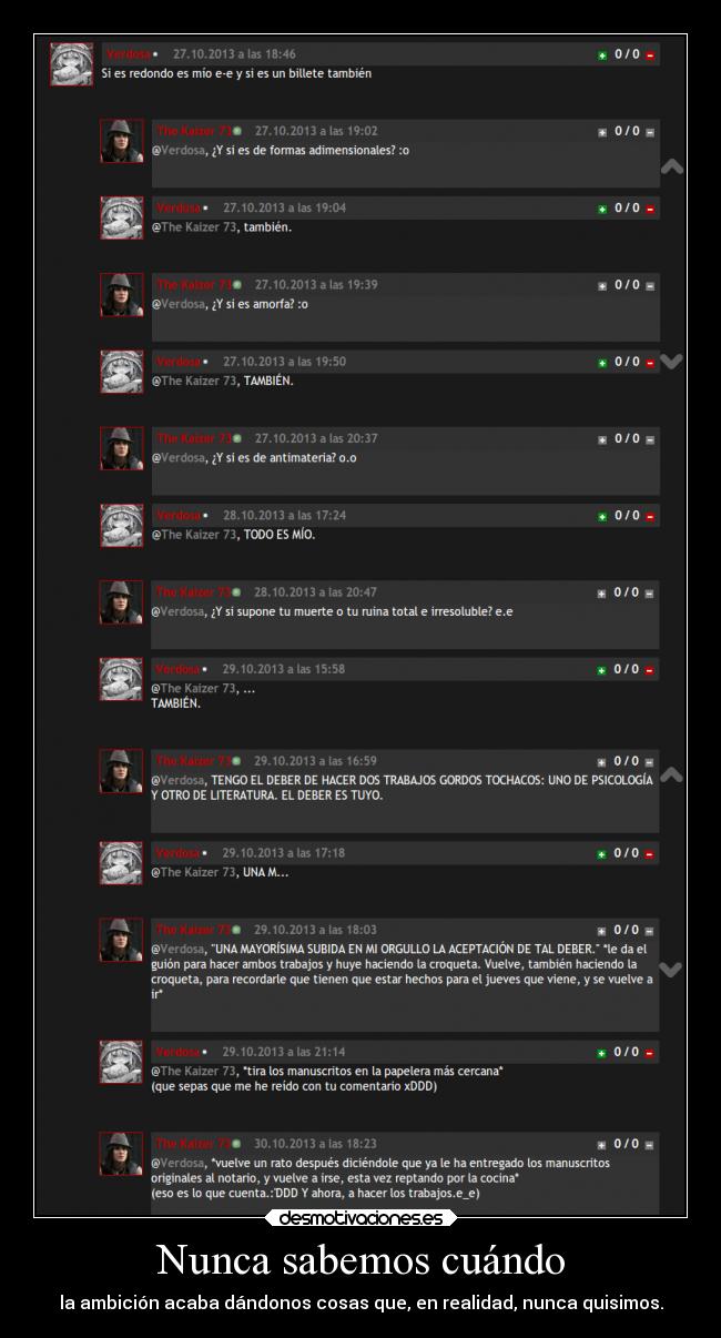 Nunca sabemos cuándo - 