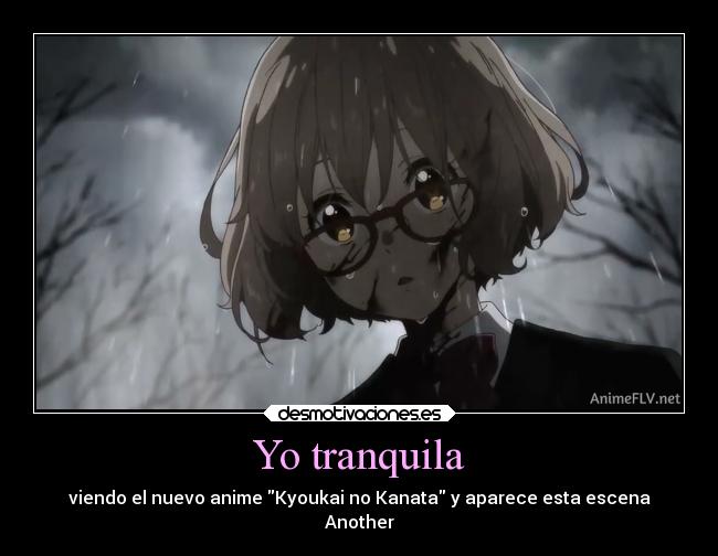 carteles alegria anime manga kyoukai kanata comedia another tranquila escena sangre desmotivaciones