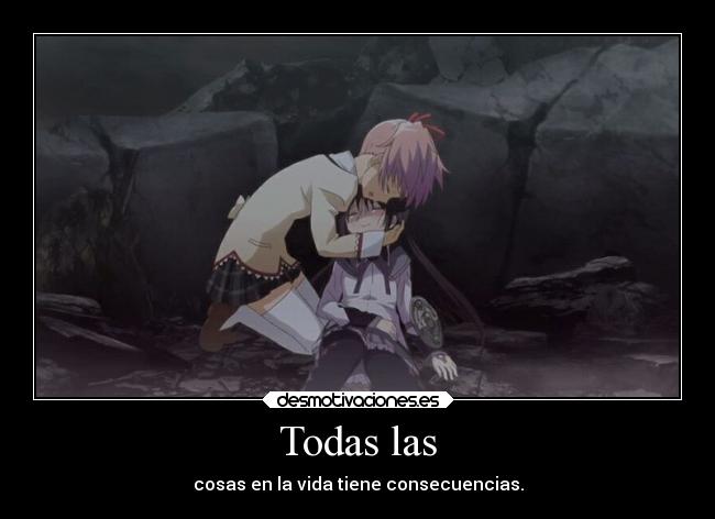 carteles anime mahou shoujo madoka magica madoka kaname akemi homura desmotivaciones