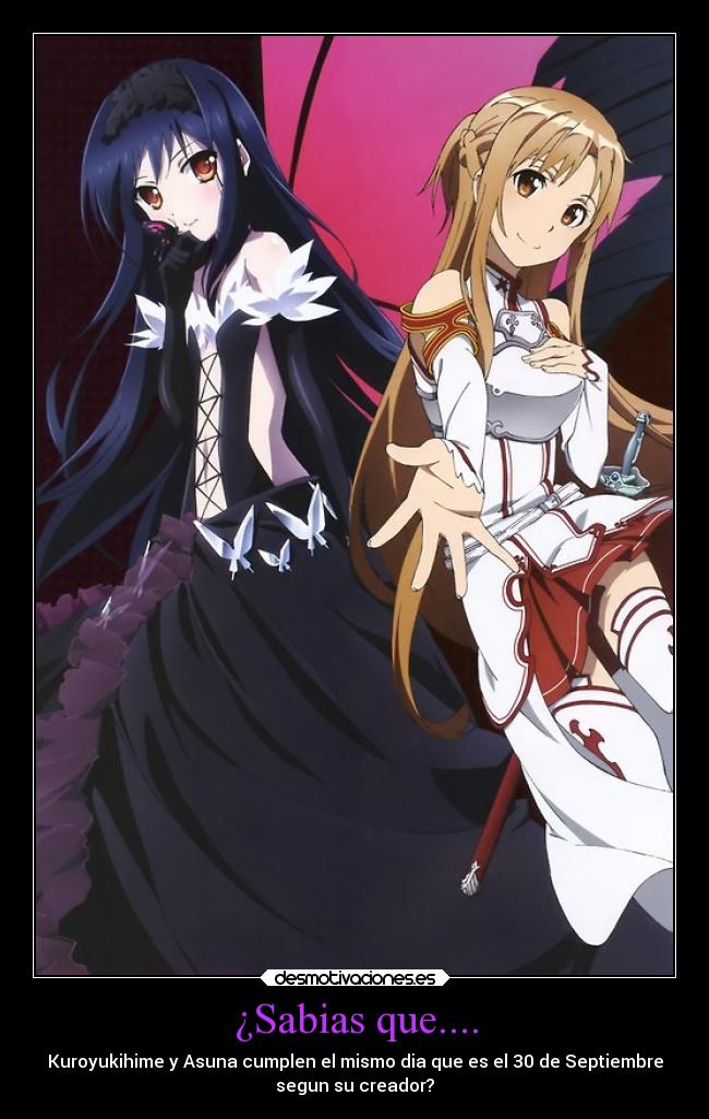 carteles anime accel world sword art online kuroyukihime asuna yuuki echos reales curiosidades desmotivaciones