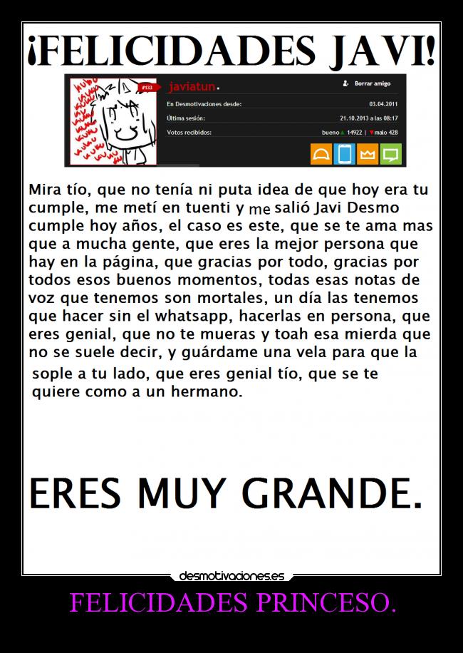 FELICIDADES PRINCESO. -