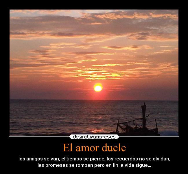 El amor duele - los amigos se van, el tiempo se pierde, los recuerdos no se olvidan,
las promesas se rompen pero en fin la vida sigue…