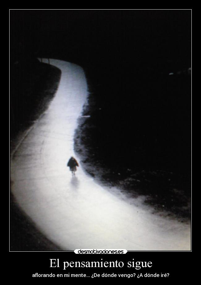 El pensamiento sigue - aflorando en mi mente... ¿De dónde vengo? ¿A dónde iré?
