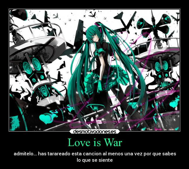 carteles anime vocaloid love war miku amor desmotivaciones