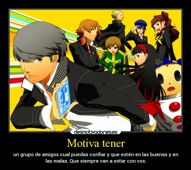 carteles anime persona4 amigos narukami yosuke chie yukiko kanji kuma rise naoto desmotivaciones