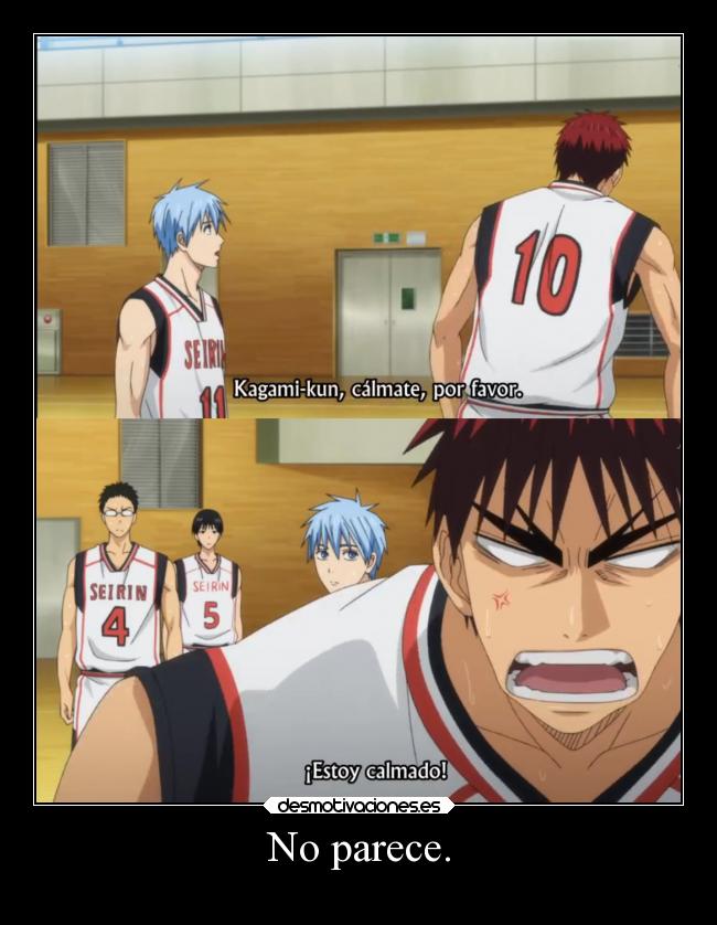 carteles anime kuroko basket kagami inquieto enojado doni anotherpikachubrigade desmotivaciones