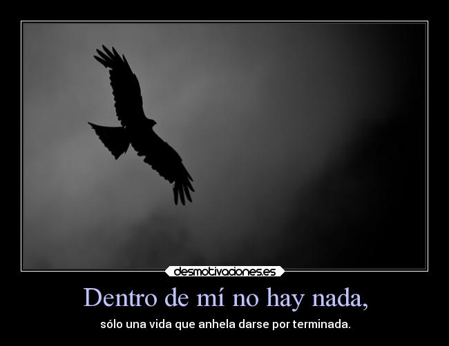 Dentro de mí no hay nada, - sólo una vida que anhela darse por terminada.