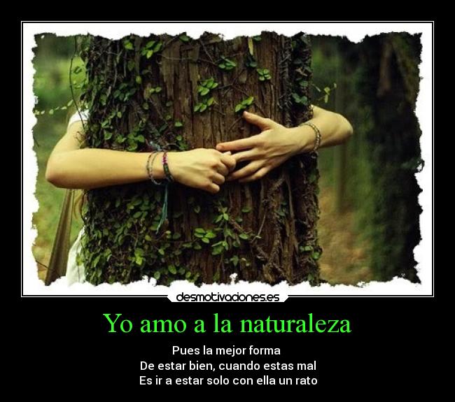 Yo amo a la naturaleza - Pues la mejor forma
De estar bien, cuando estas mal
Es ir a estar solo con ella un rato
