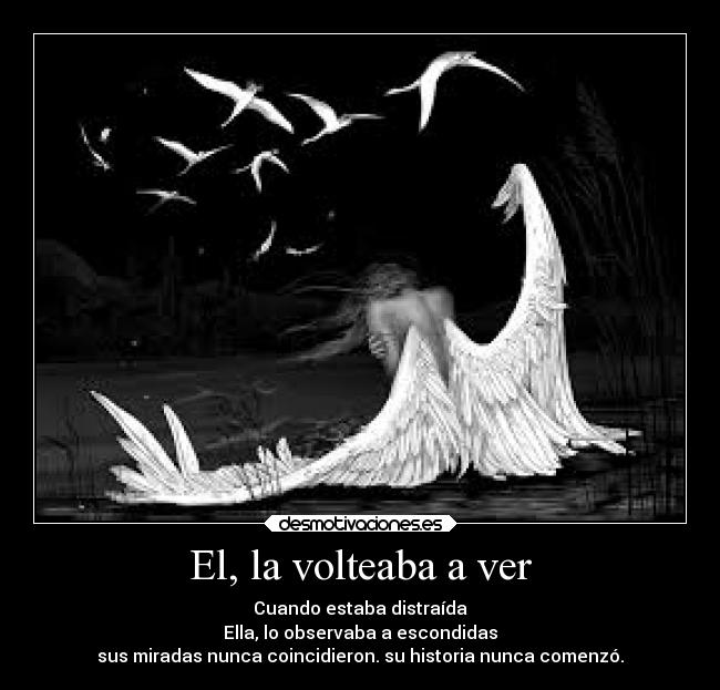 El, la volteaba a ver - Cuando estaba distraída
Ella, lo observaba a escondidas
sus miradas nunca coincidieron. su historia nunca comenzó.