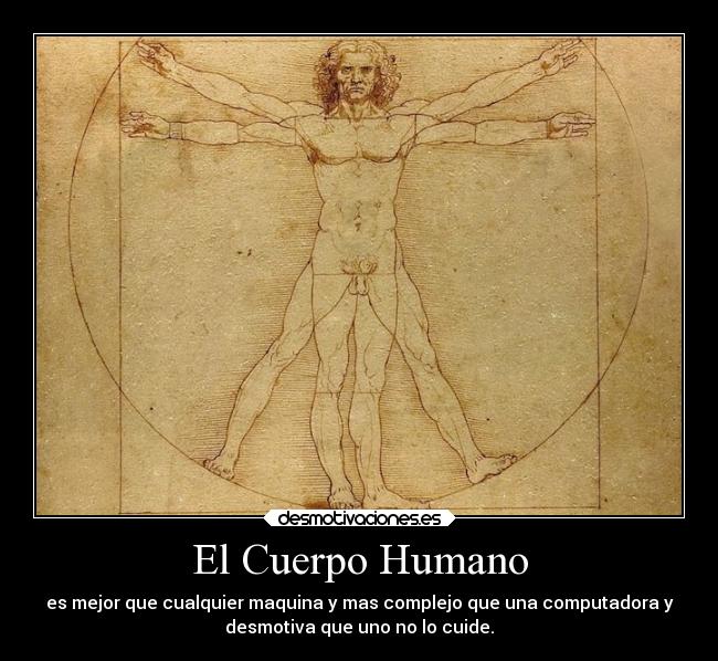 El Cuerpo Humano - es mejor que cualquier maquina y mas complejo que una computadora y
desmotiva que uno no lo cuide.