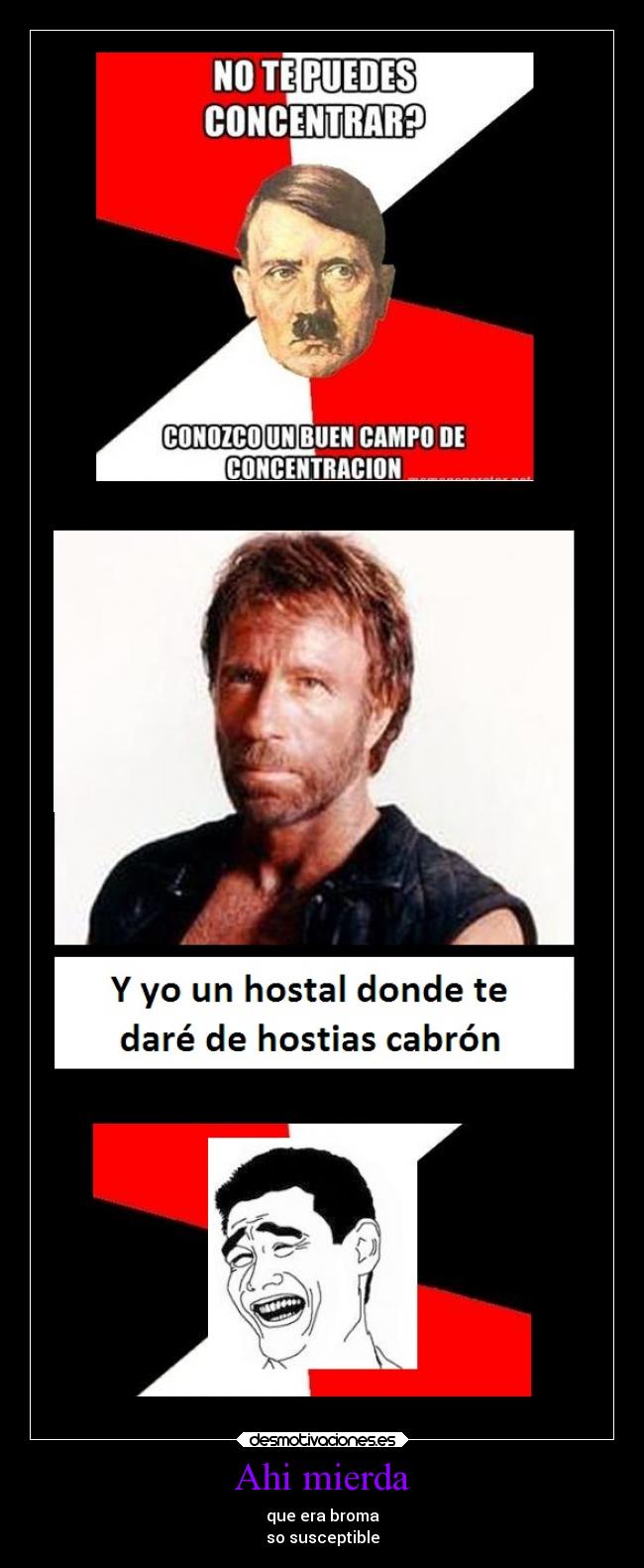 carteles humor hitler campo concentracion chuck norris hostias yao ming broma desmotivaciones