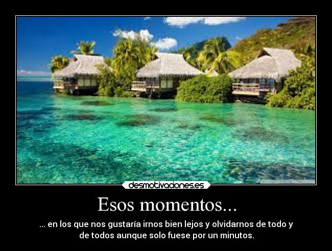 Esos momentos... - ... en los que nos gustaría irnos bien lejos y olvidarnos de todo y
de todos aunque solo fuese por un minutos.