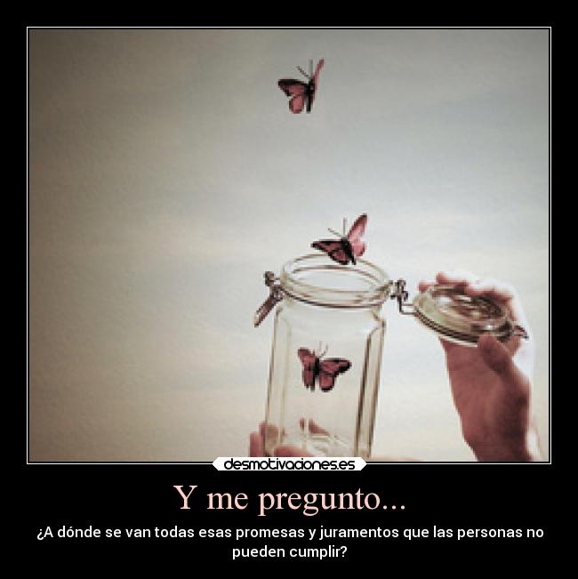 Y me pregunto... - ¿A dónde se van todas esas promesas y juramentos que las personas no
pueden cumplir?