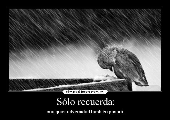 Sólo recuerda: - cualquier adversidad también pasará.
