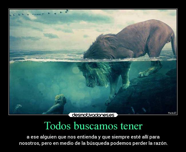 Todos buscamos tener - a ese alguien que nos entienda y que siempre esté allí para
nosotros, pero en medio de la búsqueda podemos perder la razón.