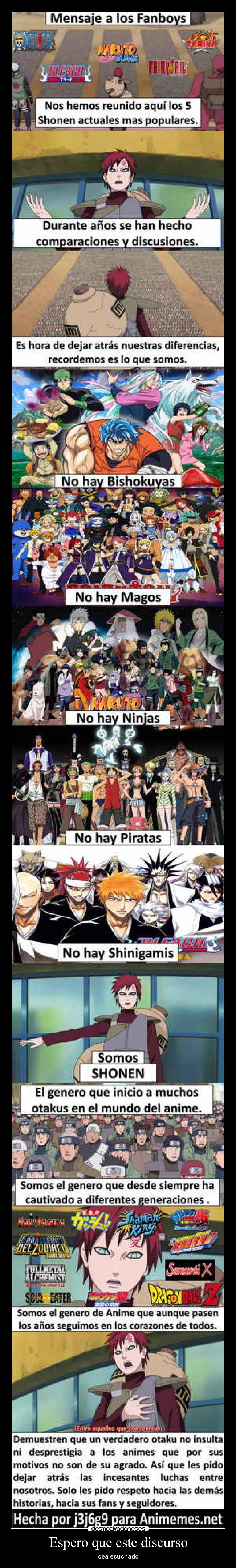 carteles gaara naruto fairy tail bleach toriko one piece fanboys dejen arruinar series desmotivaciones