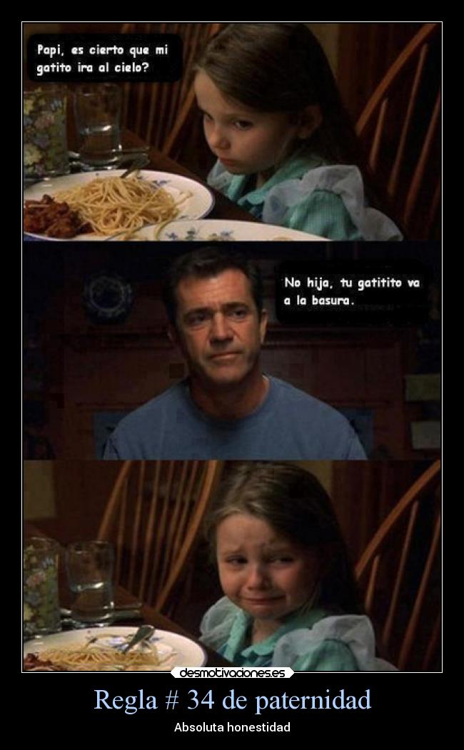 Regla # 34 de paternidad - Absoluta honestidad
