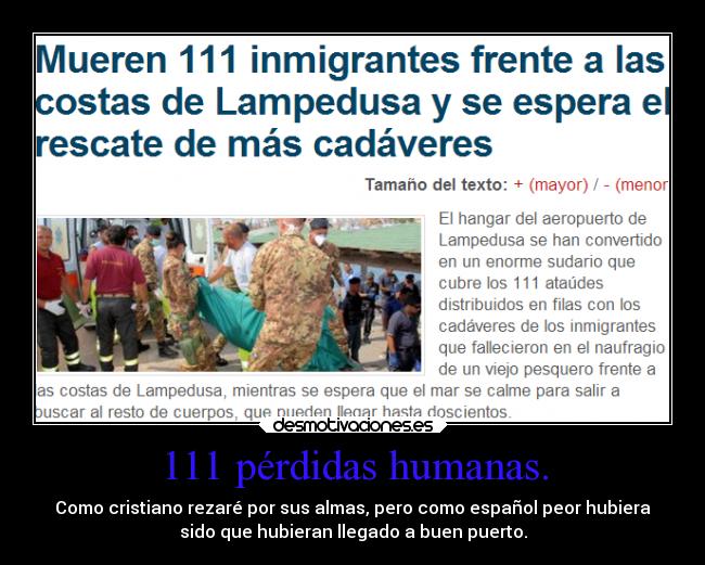 111 pérdidas humanas. -