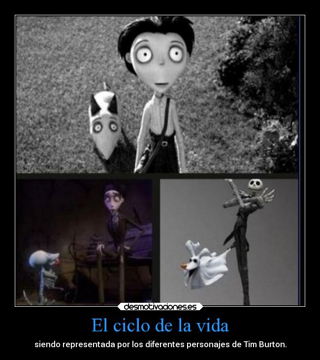 El ciclo de la vida - siendo representada por los diferentes personajes de Tim Burton.