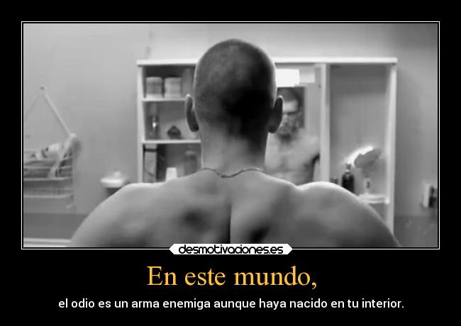 En este mundo, - el odio es un arma enemiga aunque haya nacido en tu interior.