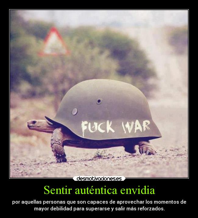 Sentir auténtica envidia - por aquellas personas que son capaces de aprovechar los momentos de
mayor debilidad para superarse y salir más reforzados.