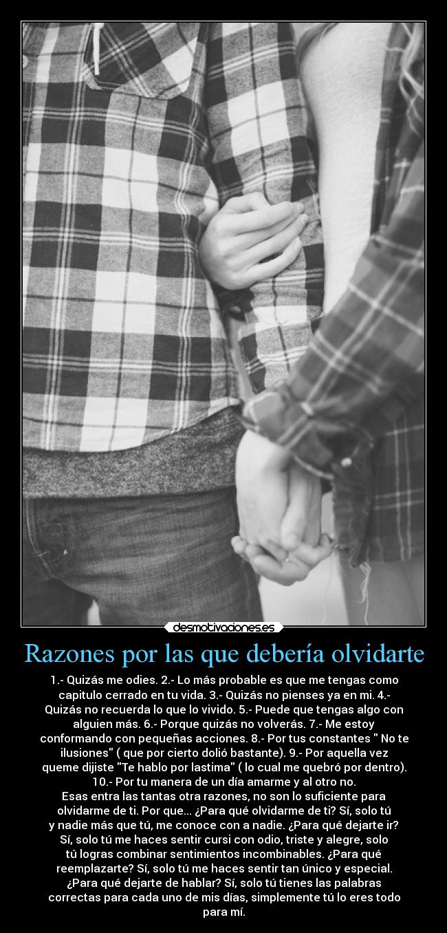 Razones por las que debería olvidarte -